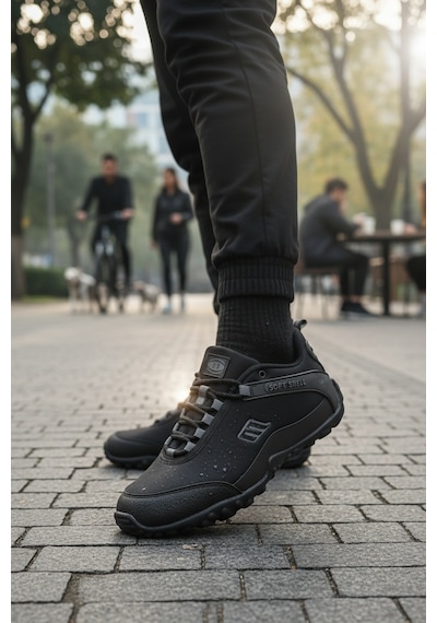 Enoch Erkek Outdoor Ayakkabı Soft Shell Teknolojili Su İtici Ve Rüzgar Geçirmez Trekking Modeli Siyah