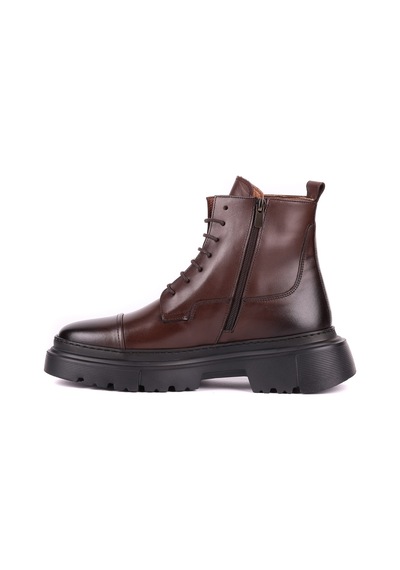 Shoetyle - Hakiki Deri Kahverengi Fermuarlı Erkek Postal Bot - 250-13-206-1658