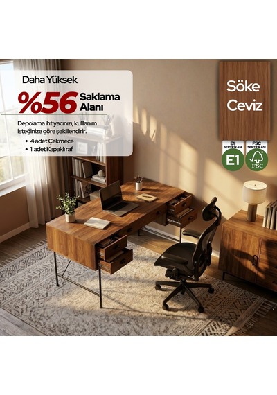 Lamont Çalışma Masası Koyu Ceviz 160x75 Cm Lamont Çalışma Masası Koyu Ceviz 160x75 Cm