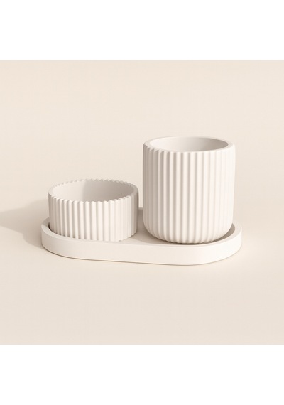 3 Lü Beton Banyo Düzenleyici Set Beyaz
