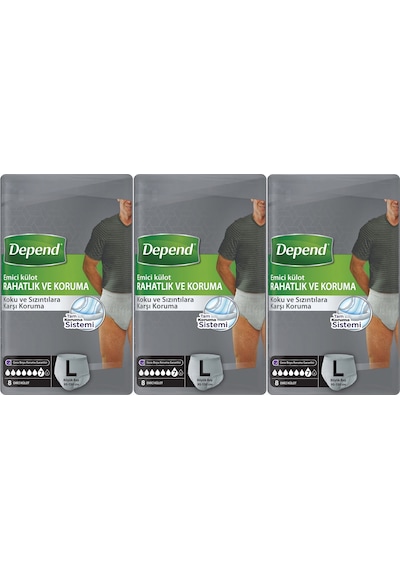 Depend Emici Külot Pants Hasta Bezi L - Büyük - Erkek 24 Adet L