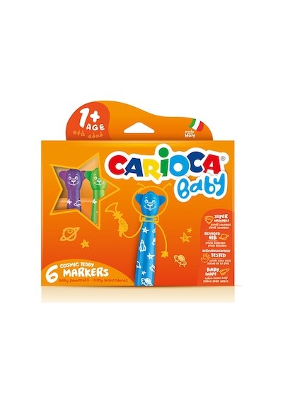 Carioca Teddy Bebek Süper Yıkanabilir Keçeli Boya Kalemi 6'Lı