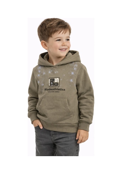 Baglan Erkek Çocuk Önü Arkası Baskılı Kapüşonlu Sweatshirt Bgl-st05246 Vizon
