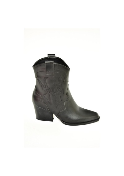 Fox Shoes T296112009 Siyah Kalın Topuklu Kadın Bot Siyah-Suni Deri Siyah