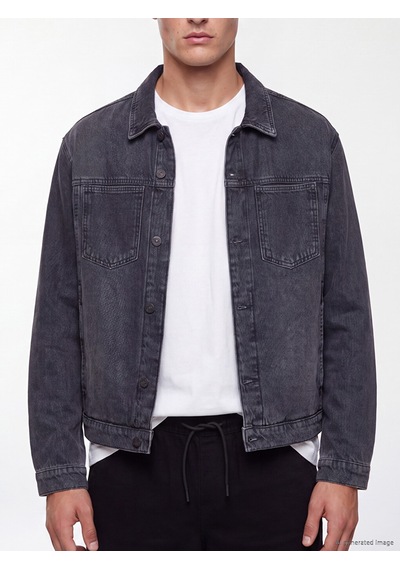 Lcw Jeans Gri Loose Fit Erkek Jean Ceket