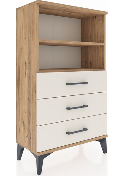 Arges Komodin 2 Raflı 3 Çekmeceli 60x30x106 Çam-aytaşı Atlas Çam