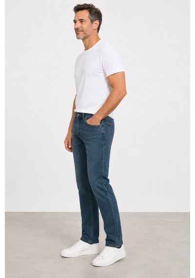 Bihan Store Erkek Slim Fit Esnek Denim Pantolon Dar Kesim Mc Clap 005-lacivert