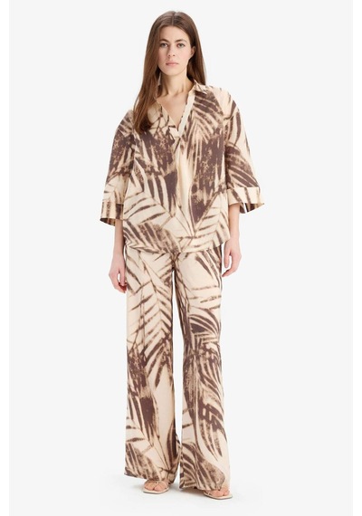 DeFacto Wide Leg Desenli Modal Kumaş Palazzo Pantolon Yüksek Bel Düz Geniş Paça E8599AX25SMBG310 DeFacto Wide Leg Desenli Modal Kumaş Palazzo Pantolon Yüksek Bel Düz Geniş Paça E8599AX25SMBG310