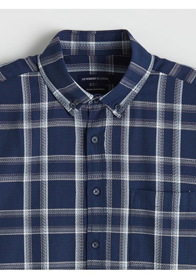 Lcwaıkıkı Classic Lacivert Regular Fit Ekose Armürlü Erkek Gömlek