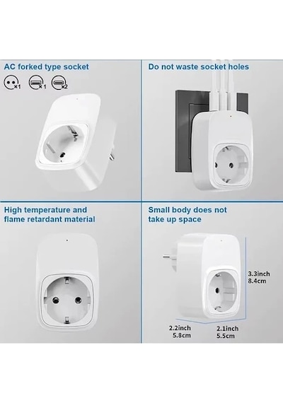 Vtn-024 Tekli Yüksek Voltaj Korumalı Duvar Prizi 2x Type-c 1x Usb Çıkışlı Priz Grup Priz 0.13 M