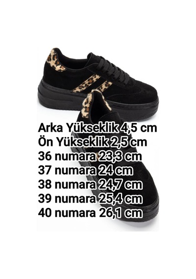 Bahrina Kadın Kalın Tabanlı Sneaker Siyah Süet Leopar