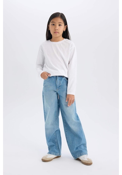 DeFacto Kız Çocuk Wide Leg Geniş Paça Jean Pantolon D9157A825SPNM28 Mavi DeFacto Kız Çocuk Wide Leg Geniş Paça Jean Pantolon D9157A825SPNM28 Mavi