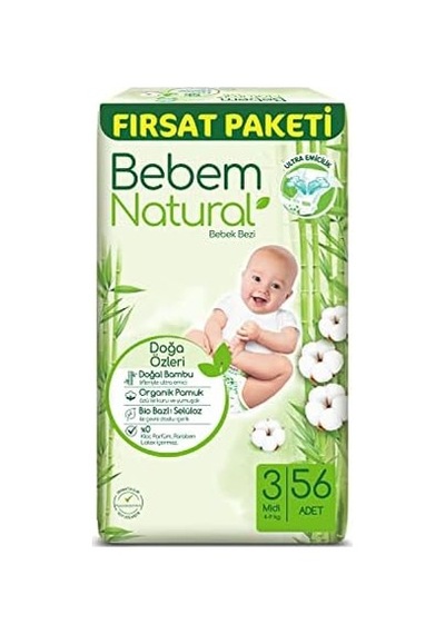 Bebek Bezi Midi 3 Beden Fırsat Paketi 56 Adet