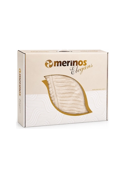 Merinos Elegans Kalın Embos Tek Kişilik Kutulu Battaniye 160x220 - Bej