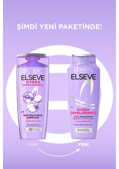 L'Oréal Paris Elseve Hydra Hyaluronic Nem Dolduran Bakım Şampuanı 3 x 300 ML