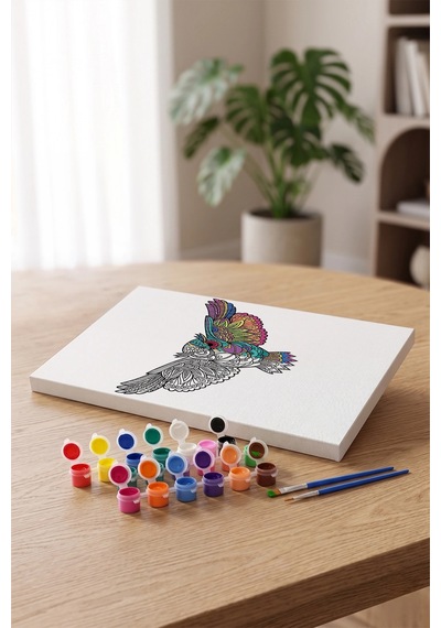 Baykuş Desenli Mandala Tuval Boyama Seti 40x50 Cm