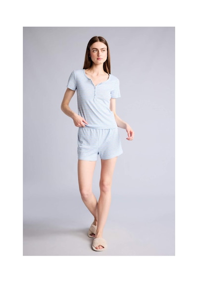Defacto Regular Fıt Kısa Kollu 2li Ribana Pijama Takımı H5960ax26smgr93 Gri-gr93
