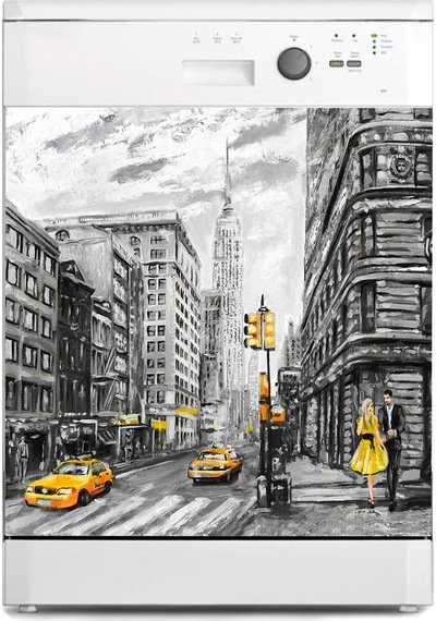 Bulaşık Makinesi Sticker Kaplama Beyaz Eşya Kaplama Newyork Yağlı