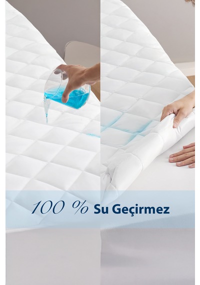 Unicolor Kapitoneli Fitted Full Lastikli Sıvı Geçirmez Alez Sessi