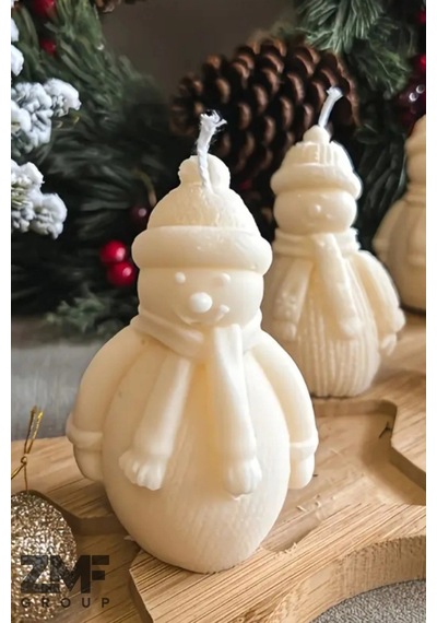 Yılbaşı Temalı Kardan Adam Mum Dekoratif Mum 10cm 1 Adet Beyaz