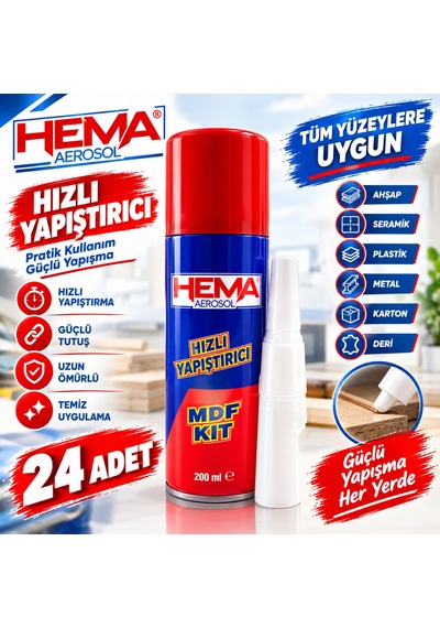 24'lü Hema Hızlı Yapıştırıcı Mdf Kıt 200 Ml