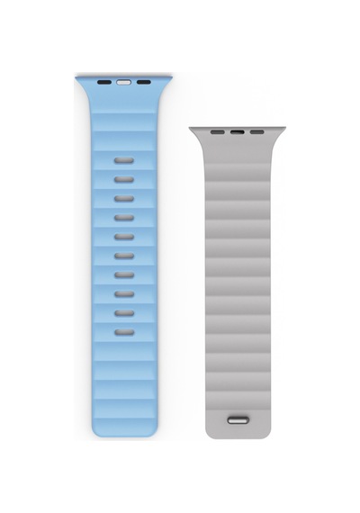 Watch 44mm Uyumlu Wiwu Mag Secur Serisi Silikon Kordon Beyaz - Mavi