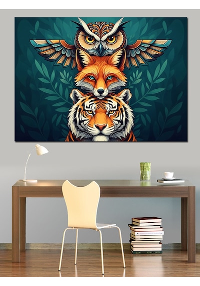 Totem Kuşu Kızılderili Sanatı Dekoratif Kanvas - Mdf Ahşap Tablo
