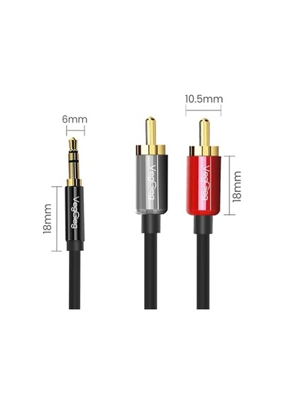 Mm Girişi Aux To 2 Rca Ses Aktarma Kablosu 1 Metre