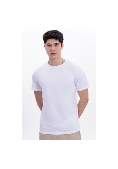 Freemen Erkek/unisex Bisiklet Yaka Basic Tişört %100 Pamuk Beyaz