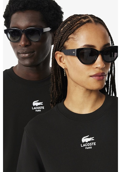 Lacoste Unisex Sweatshirt Bisiklet Yaka Pamuklu Sweatshirt Siyah