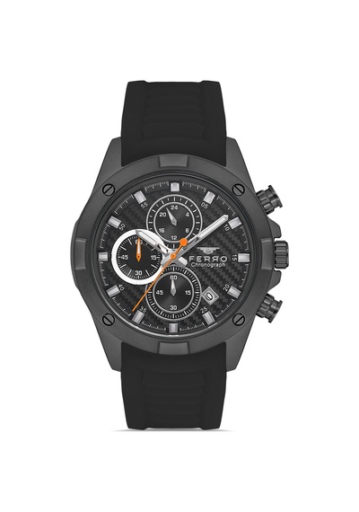Ferro Fm31361d-g Quartz Siyah Silikon Kordon 44 Mm Erkek Kol Saati