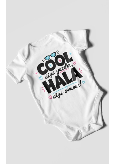 Morivokids Cool Diye Yazılır Hala Diye Okunur Kısa Kollu Bebek Body %100 Pamuk Zbn152-kk Beyaz