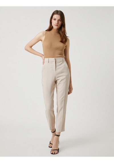 Koton Crop Cigarette Pantolon Düz Paça Taş 3sak40147uw 3SAK40147UW080 Taş