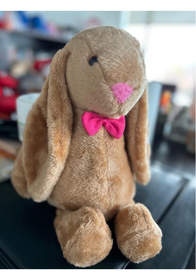 Uyku Arkadaşım Papyonlu Uzun Kulak Bunny Peluş Tavşan Kahverengi