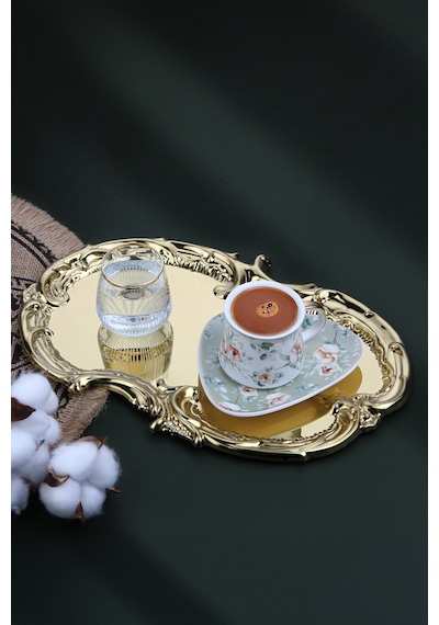 Artnova Karizma Desenli Gold Kahve Ve Sunum Tepsisi 6 Adet