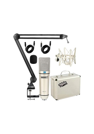 Midex Cx1-q Pro Set Üst Seviye Condenser Stüdyo Ses Kayıt Mikrofonu Standı Seti