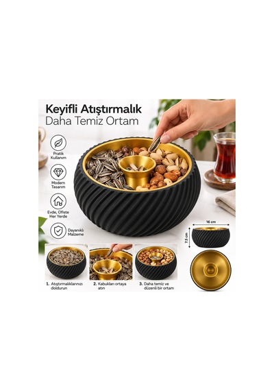 Çekirdek Ve Kuruyemiş Kasesi 2 Bölmeli Kabuk Atık Hazneli, Çerez Servis Ve Atıştırmalık Kasesi Renkli