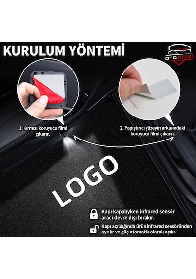 Toyota Kapı Altı Logo Projektör Led Işığı 2'li Set Pilli Kablosuz Kapı Karşılama Lambası