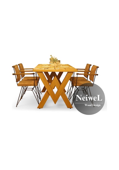 Neiwel Garden Venus Doğal Ahşap Bahçe Yemek Masası-100-320 Açık Ceviz