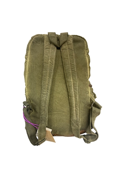 Old Cotton Cargo Kaliteli Vintage Disayn Laptop Bölmeli Sırt Gezi Çantası Leone Bag Oil 5100 Haki