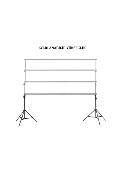 2x3m Taşınabilir Fon Standı Siyah Demir Tag