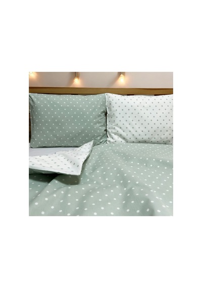 Mint Beyaz Puantiyeli %100 Doğal Pamuk 4 Parça Tek Kişilik Nevresim Seti 160 X 220 Cm Çok Renkli