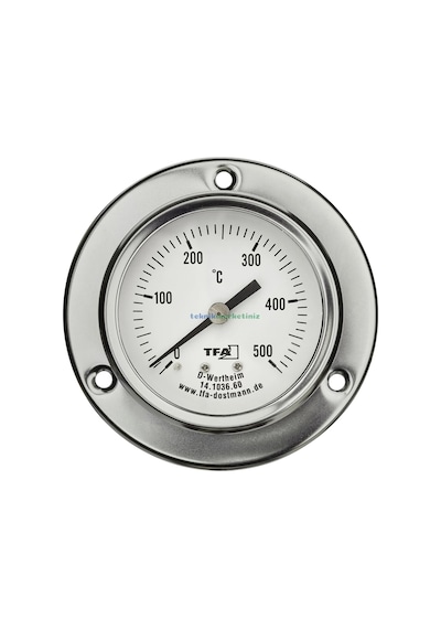 Teknikmarketiniz Ø60mm 0/500 C 1,5 Metre Kablolu Fırın Termometresi, Önden Flanşlı 500 Derece Kablolu Bahçe,pizz Diğer