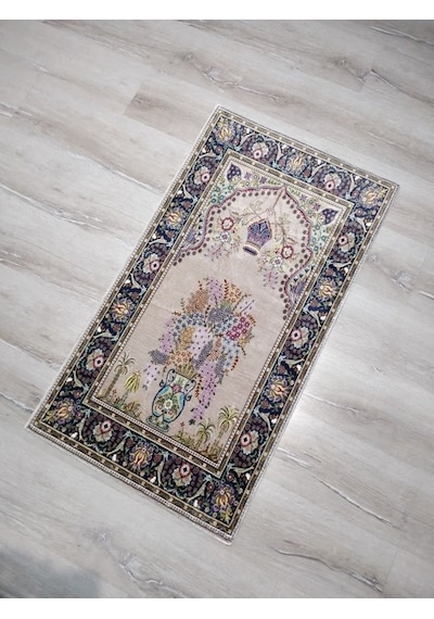 Bambu Halı Seccade Sec12 Bej Namazlık 70X110 Cm