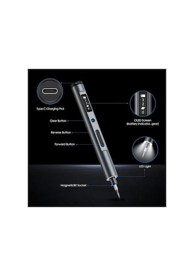 Mini Şarjlı Tornavida Seti Led Işıklı 3 Seviyeli Tork Ayarlı 60 Parça Şarj Edilebilir Hassas Tornavida Seti Dizüstü Bilgisayar/pc/telefon/saat/kamera İçin Alüminyum Manyetik Saklama Kutusu