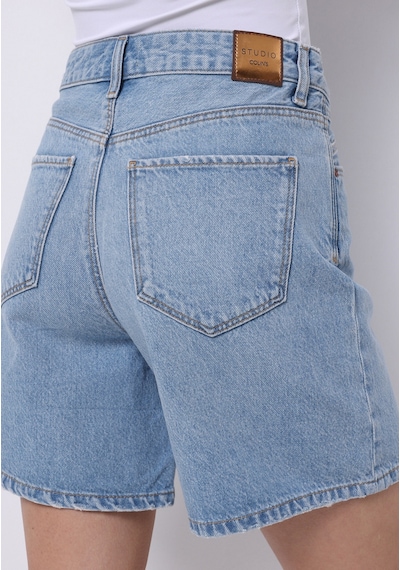Colin's Colins Mom Fit Yüksel Bel Düz Kadın İndigo Jean Şort Cl1074769 Q1.v1 Dn09137 Mavi
