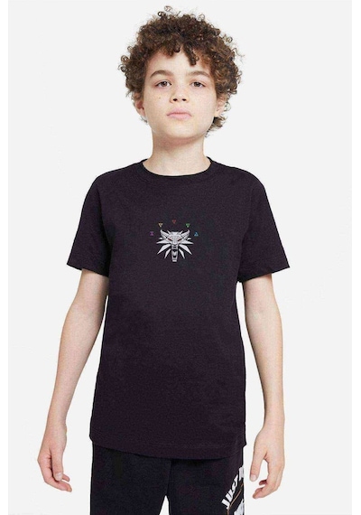 Tshirthane Wolf Logo Baskılı Unisex Çocuk Siyah T-Shirt