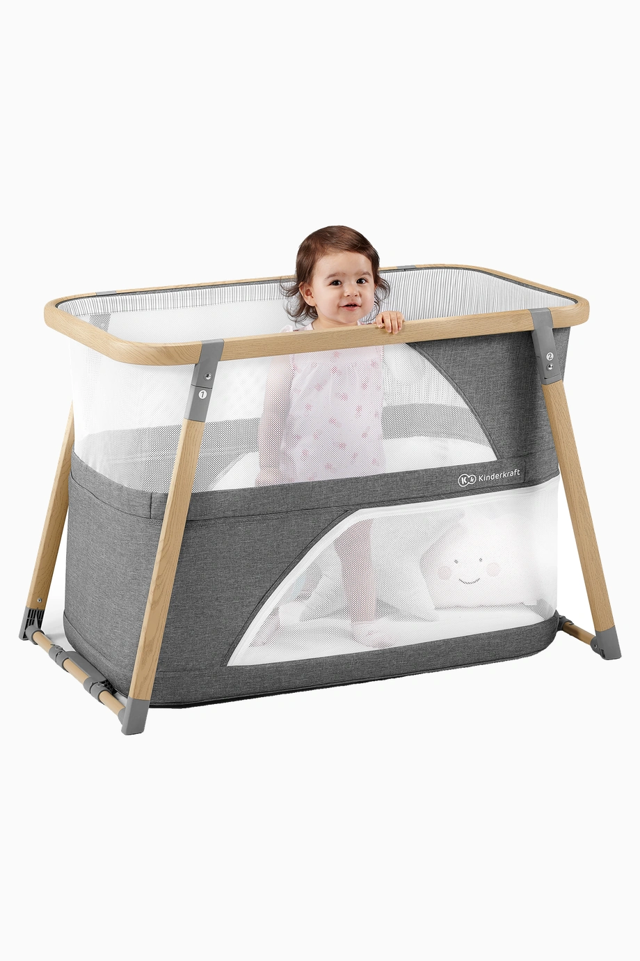 Kinderkraft Sofı 4 in1 Seyahat Yatağı- Beşik Park Yatak 5 Saniyede Katlanır Gri