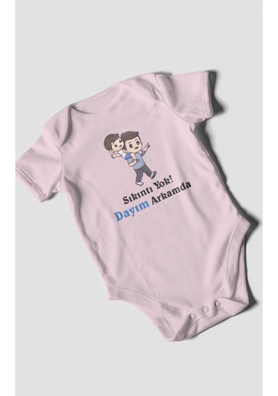 Morivokids Dayıya Özel Kısa Kollu Bebek Body %100 Pamuk Zbn262-kk Bebe Pembe