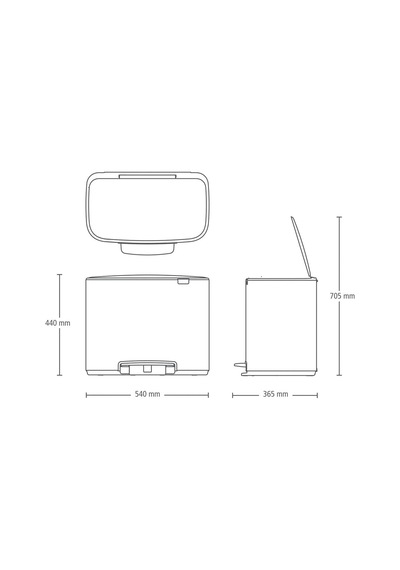 Brabantia Pedallı Çöp Kovası 3 X 11 Lt Mat Siyah Bra121104 Siyah